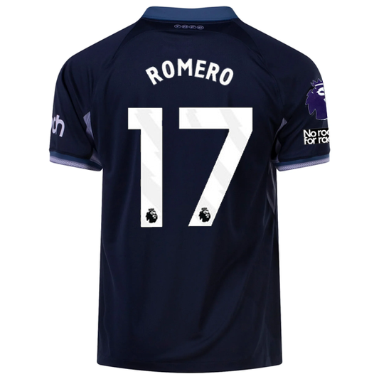 Nike Tottenham Cristian Romero Away Jersey w/ EPL + No Room For Racism Patches 2