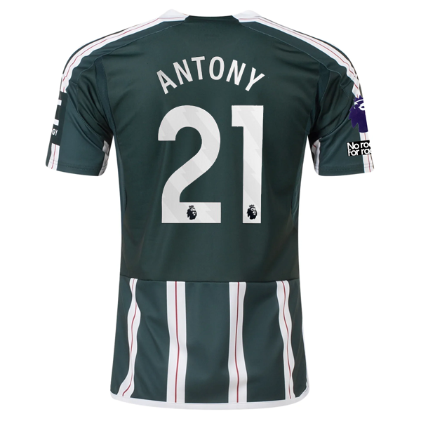adidas Manchester United Antony Away Jersey w/ EPL + No Room For Racism Patches