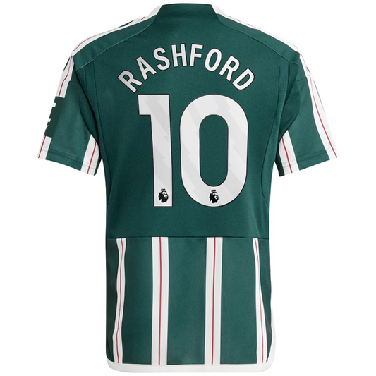adidas Youth Manchester United Marcus Rashford Away Jersey 23/24 (Green Night/Co