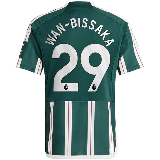 adidas Youth Manchester United Aaron Wan-Bissaka Away Jersey 23/24 (Green Night/
