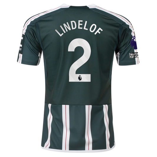 adidas Manchester United Victor Lindelof Away Jersey w/ EPL + No Room For Racism