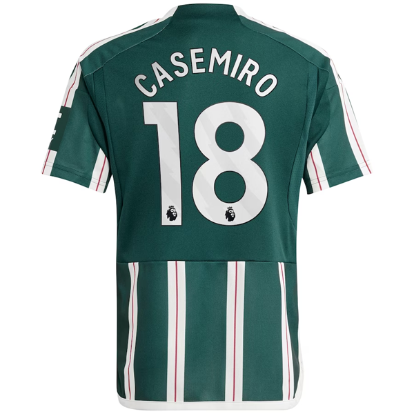 adidas Youth Manchester United Casemiro Away Jersey 23/24 (Green Night/Core Whit