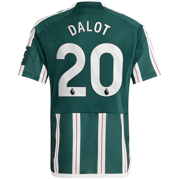 adidas Youth Manchester United Diogo Dalot Away Jersey 23/24 (Green Night/Core W