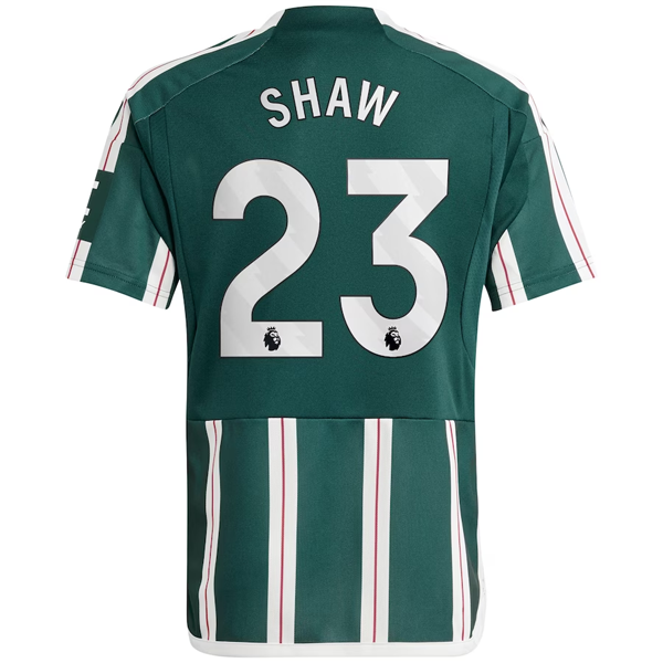 adidas Youth Manchester United Luke Shaw Away Jersey 23/24 (Green Night/Core Whi