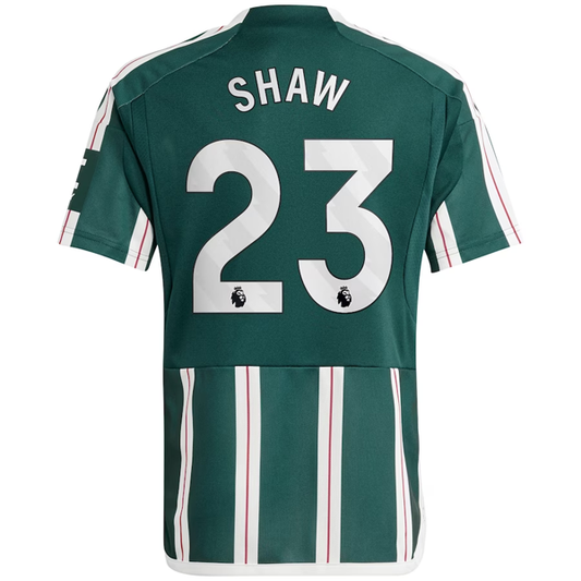 adidas Youth Manchester United Luke Shaw Away Jersey 23/24 (Green Night/Core Whi