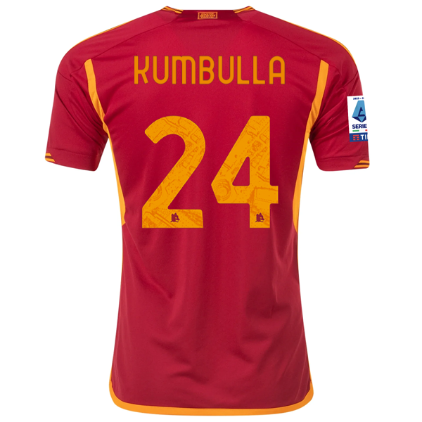 adidas Roma Marash Kumbulla Home Jersey w/ Serie A Patch 23/24 (Team Victory Red