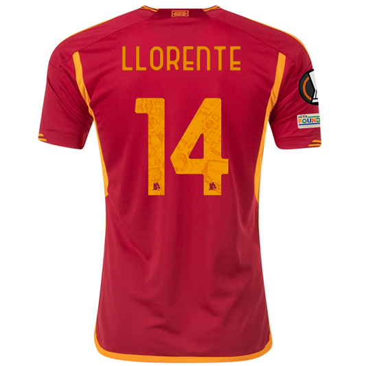adidas Roma Diego Llorente Home Jersey w/ Europa League Patches 23/24 (Team Vict