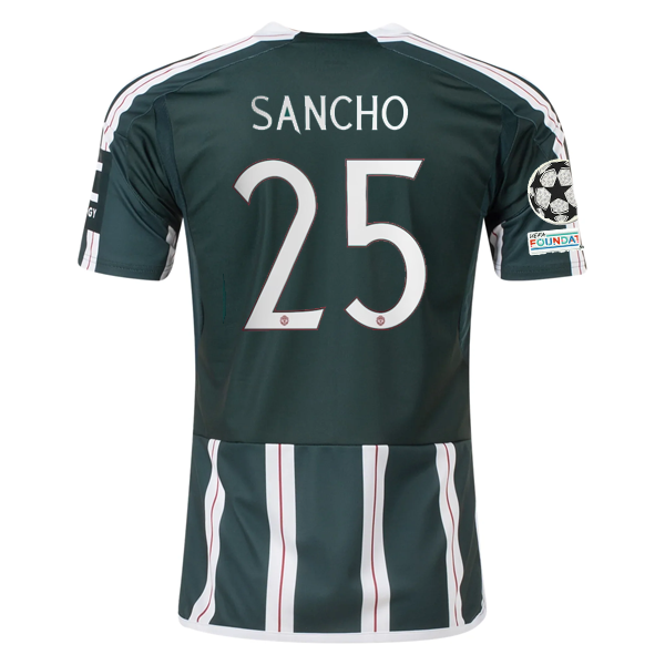 adidas Manchester United Jadon Sancho Away Jersey w/ Champions League Patches 23