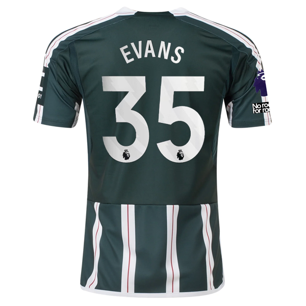 adidas Manchester United Johnny Evans Away Jersey w/ EPL + No Room For Racism Pa
