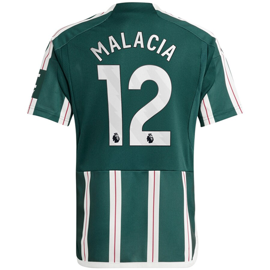 adidas Youth Manchester United Tyrell Malacia Away Jersey 23/24 (Green Night/Cor