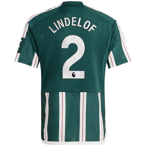 adidas Youth Manchester United Victor Lindelof Away Jersey 23/24 (Green Night/Co