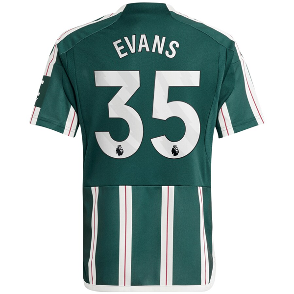 adidas Youth Manchester United Johnny Evans Away Jersey 23/24 (Green Night/Core