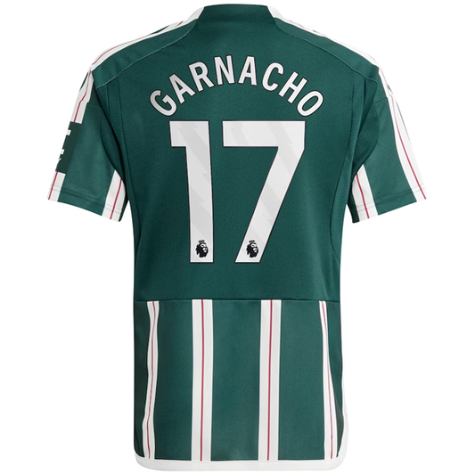 adidas Youth Manchester United Alejandro Garnacho Away Jersey 23/24 (Green Night