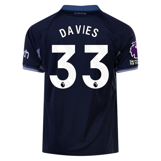 Nike Tottenham Ben Davies Away Jersey w/ EPL + No Room For Racism Patches 23/24