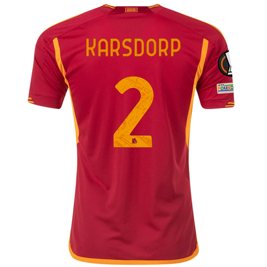 adidas Roma Rick Karsdorp Home Jersey w/ Europa League Patches 23/24 (Team Victo